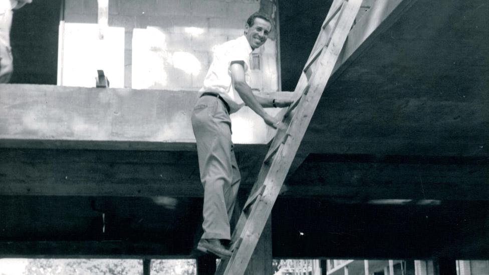 Isadore Sharp during construction of his first hotel