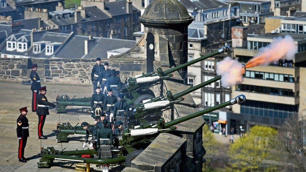 Gun salute at Edinburgh Castle