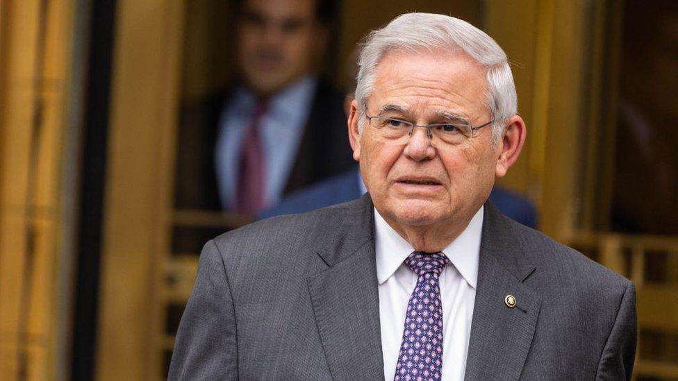 US Senator Robert Menendez seen outside New York court