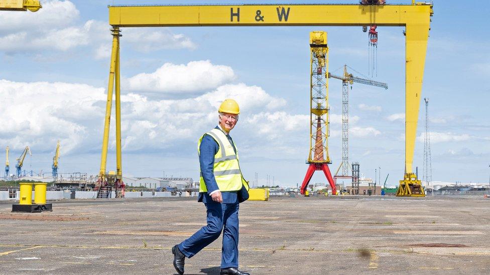 Prince Charles visits Harland & Wolff shipyard in Belfast on 18 May 2021