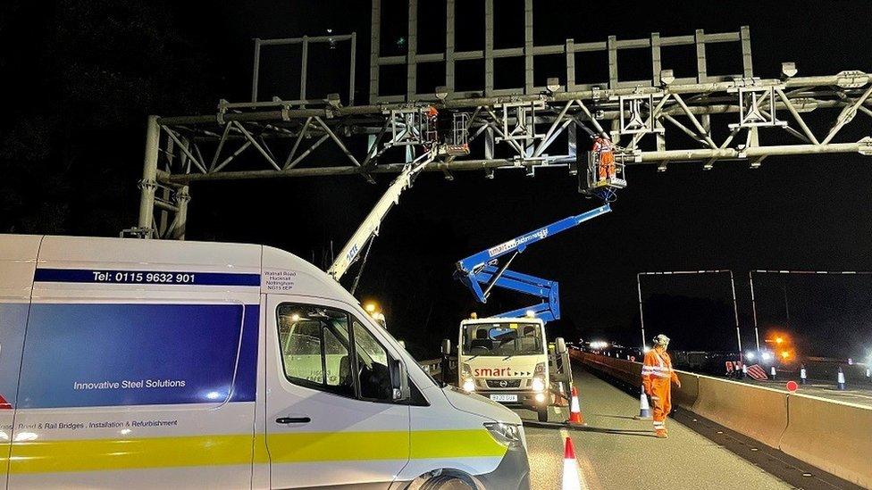 Work being carried out on the M56 upgrade