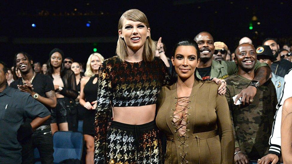 Taylor Swift and Kim Kardashian at the 2015 MTV Awards