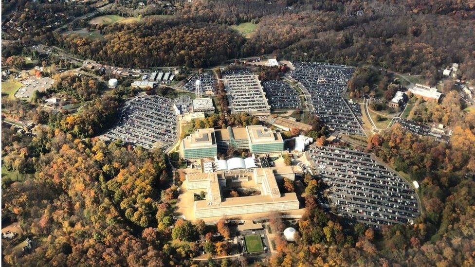 Aerial image of George Bush Center for Intelligence, the headquarters of the Central Intelligence Agency (the CIA), located in Langley in Virginia, United States, taken on November 7, 2018