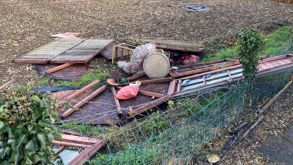 Damaged garden furniture