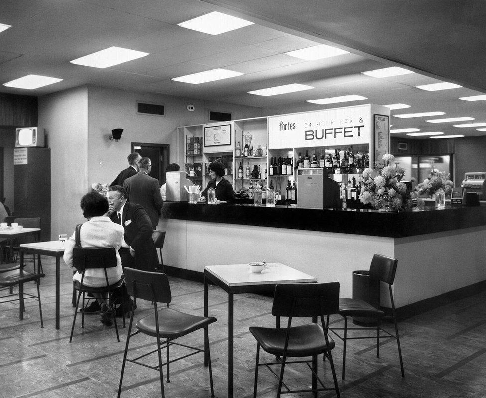 London Airport (later to be renamed Heathrow), Europa Building (later to be renamed Terminal 2), Fortes snack bar, 1950s