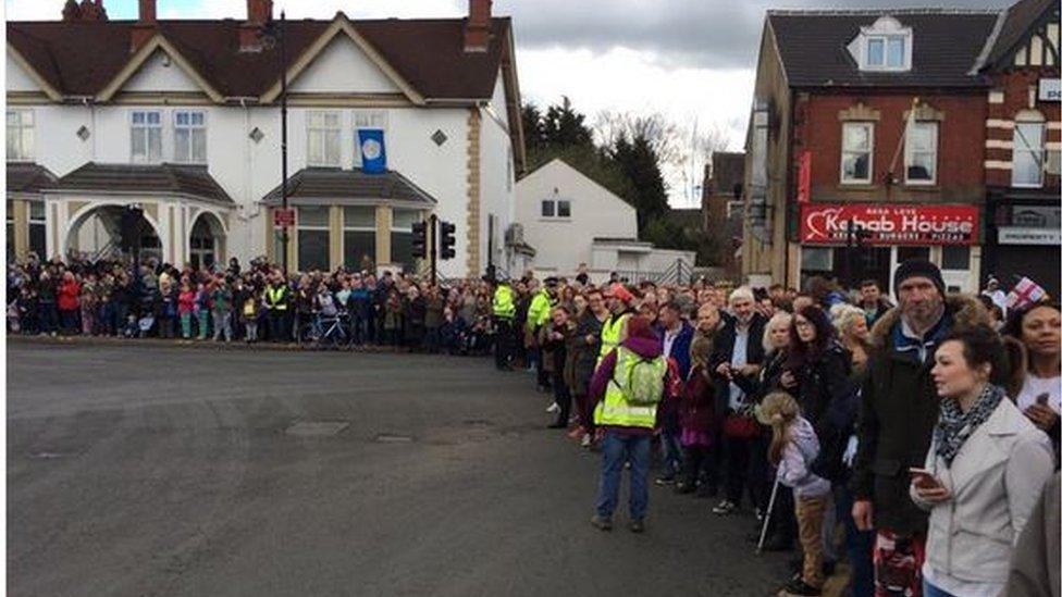 Crowds lined the streets of South Elmsall when the race passed through on 30 April