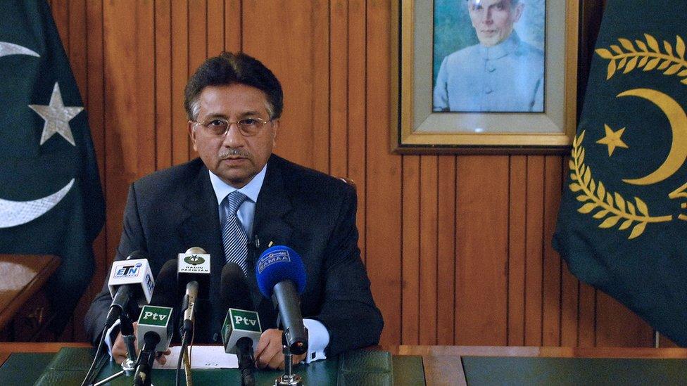 This hand out picture released by Pakistan's Press Information Department shows Pakistani President Pervez Musharraf addressing to the nation in Islamabad on August 18, 2008