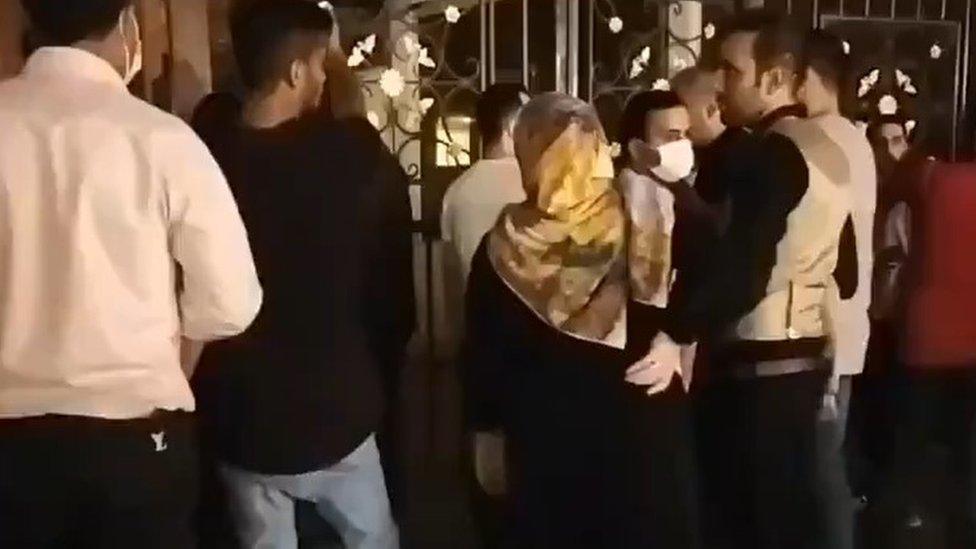 Screengrab of video posted on Twitter purportedly showing a protest in Amol, Iran (5 July 2021)