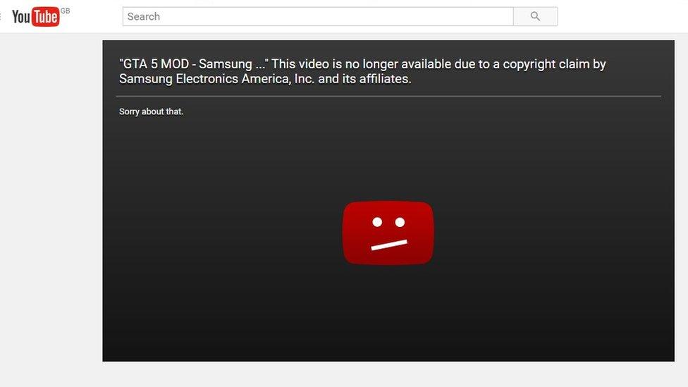 YouTube takedown notice