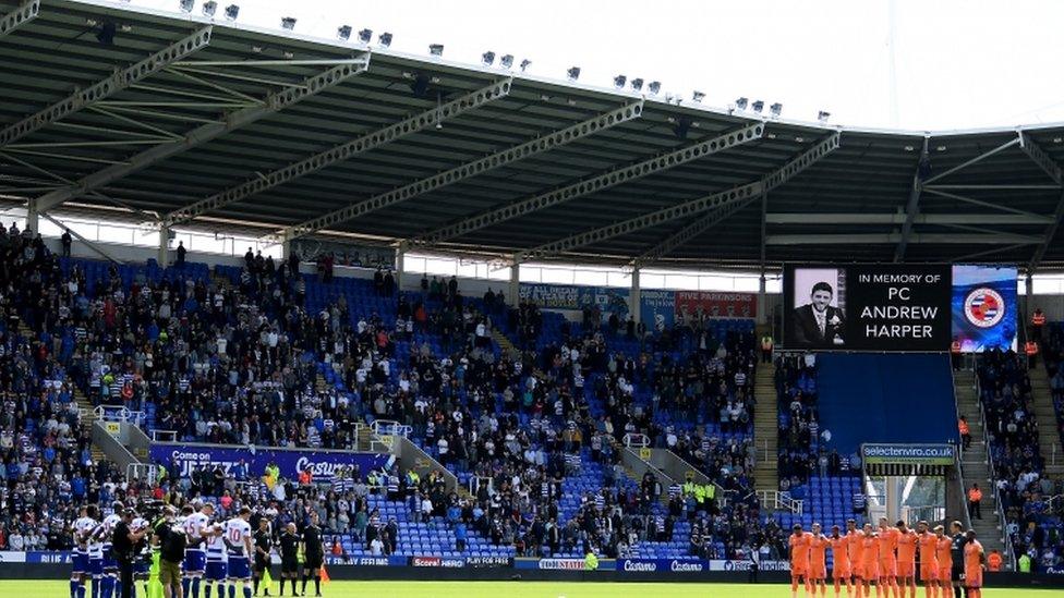 Reading and Cardiff City's players stood for a minute's silence in remembrance of PC Andrew Harper