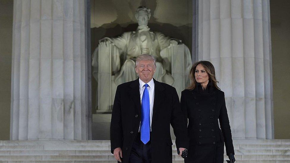 Trump, pictured before the Lincoln Memorial in Washington DC