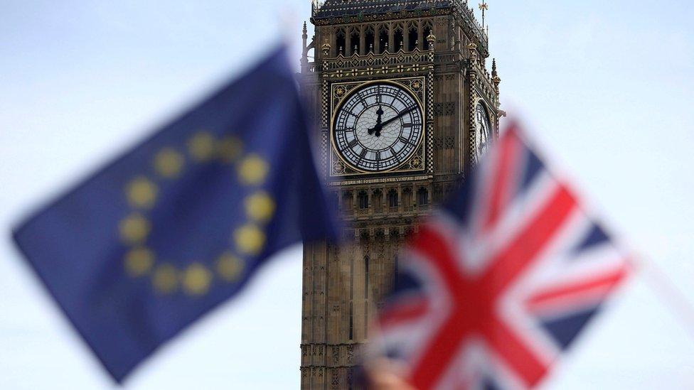 EU and UK flag in front of Big Ben