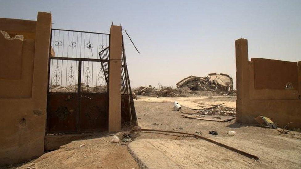 Entrance to the Badia school in Mansoura that was struck on 20 March 2017