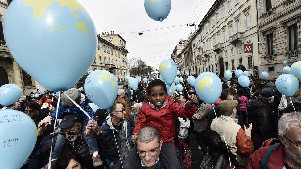 Anti-racism demonstrators in Milan