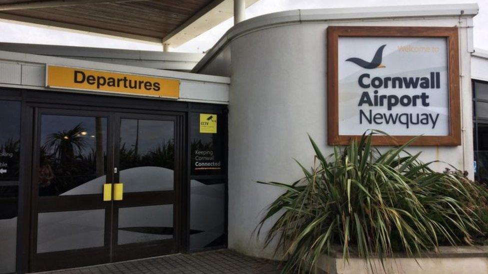 Cornwall Airport Newquay sign