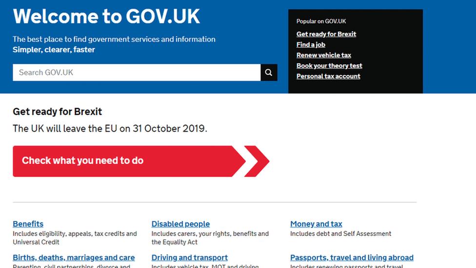 Screen grab of Gov.uk