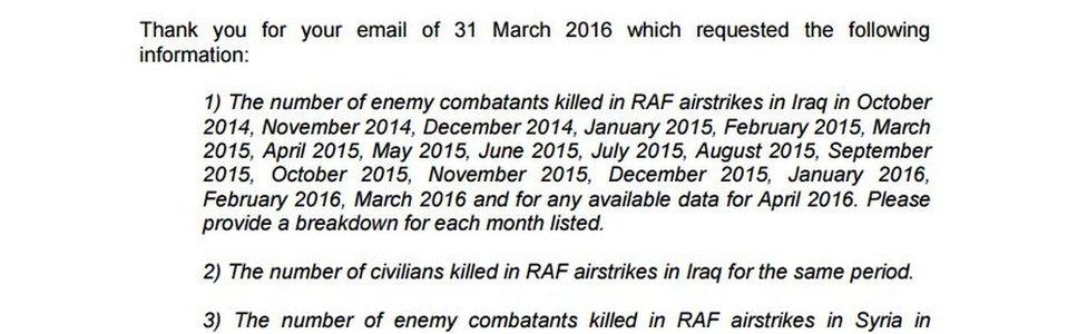 Extract from FOI request