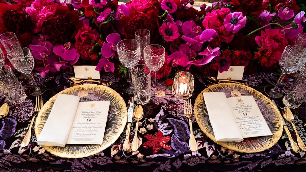 A place setting at the State House dinner