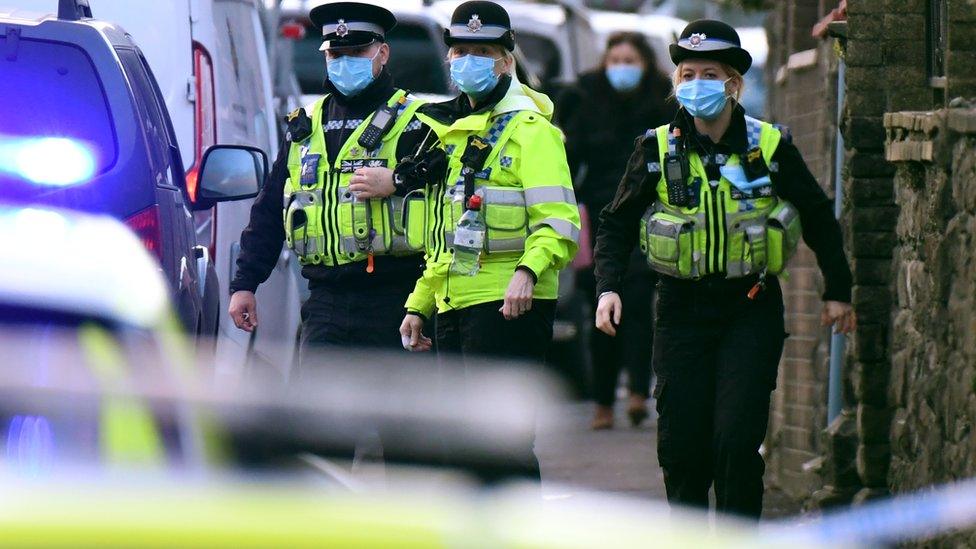 Police at the scene in Treorchy