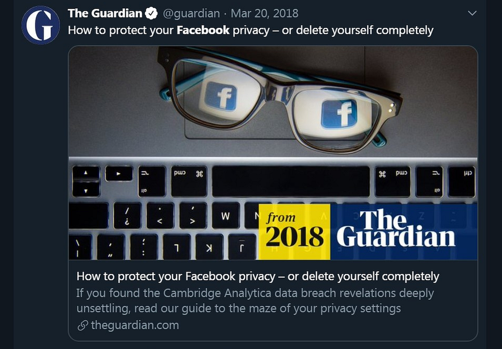 A social media post on Twitter from The Guardian