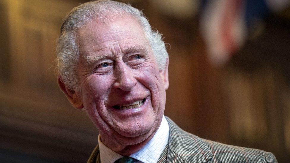 King Charles III during a visit to Aberdeen Town House to meet families who have settled in Aberdeen from Afghanistan, Syria and Ukraine