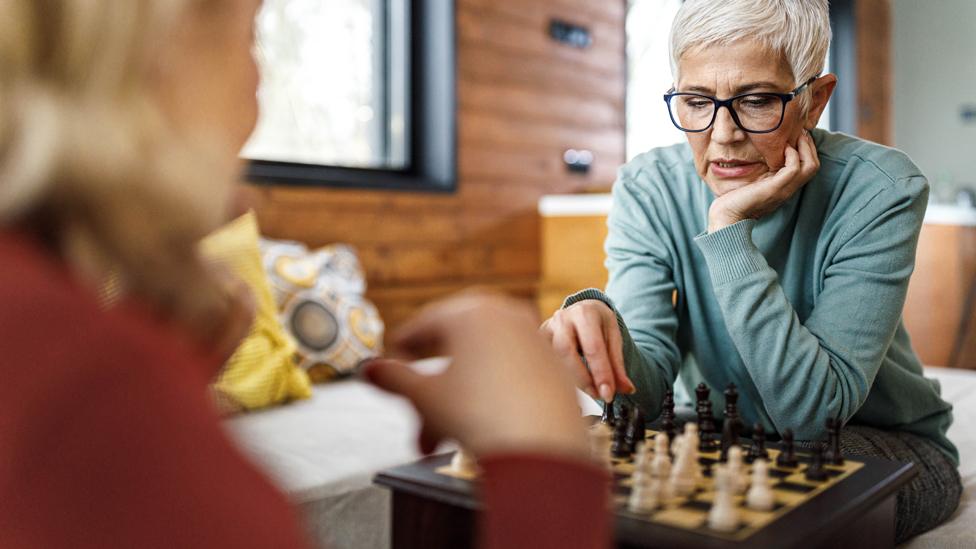 Women playing chess