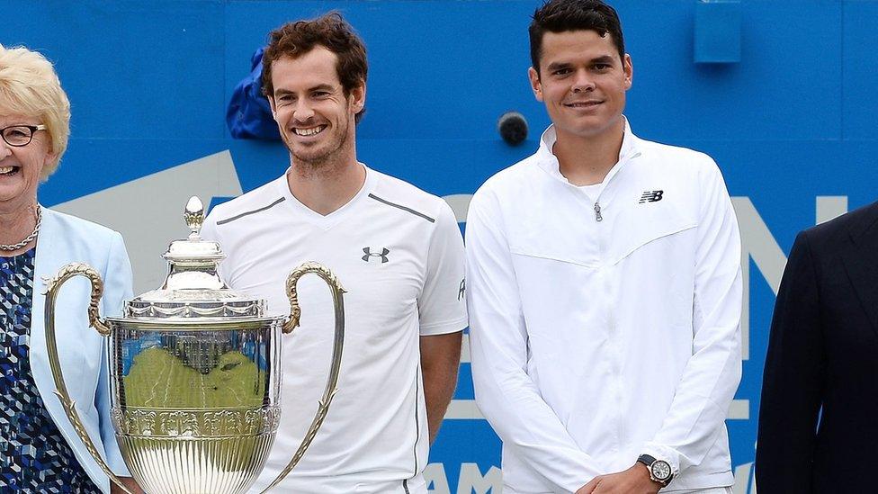 Murray and Raonic at the Queen's Club final