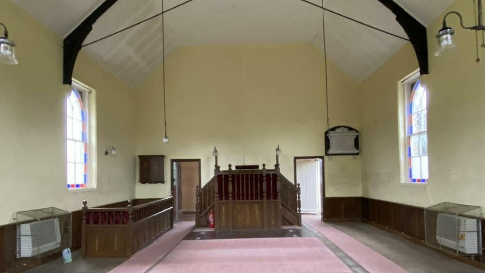 Interior of small chapel building