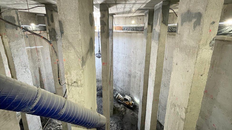 A vast underground reservoir under construction not far from Austerlitz train station in Paris, France