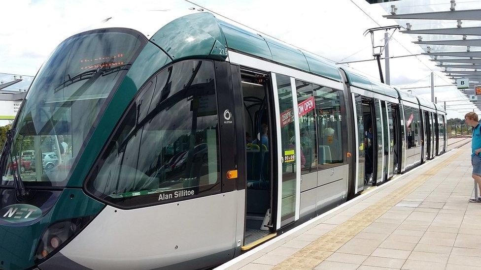 A tram in Nottingham