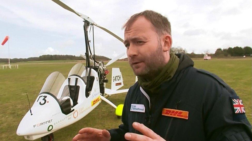 James Ketchell with gyrocopter