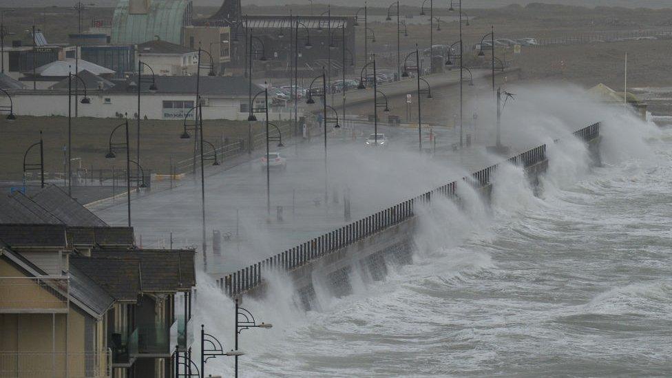 Bad weather in County Waterford on the South East coast of Ireland