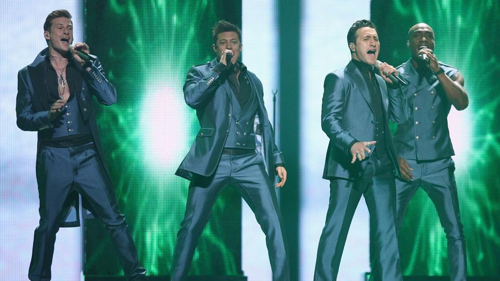 Blue performing at Eurovision