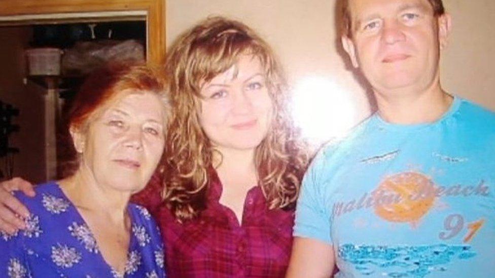 Nataly Stevens with her mother and brother