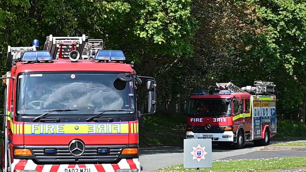 Fire engines leaving Cheshire