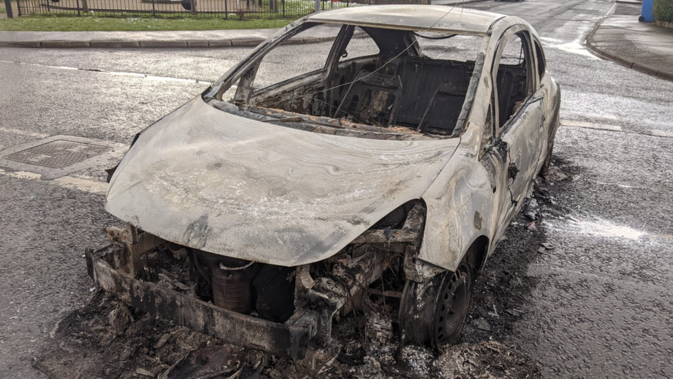 Burnt out car