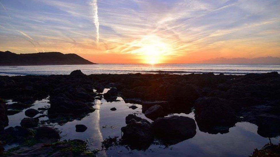 Sunrise over Langland Bay, Swansea