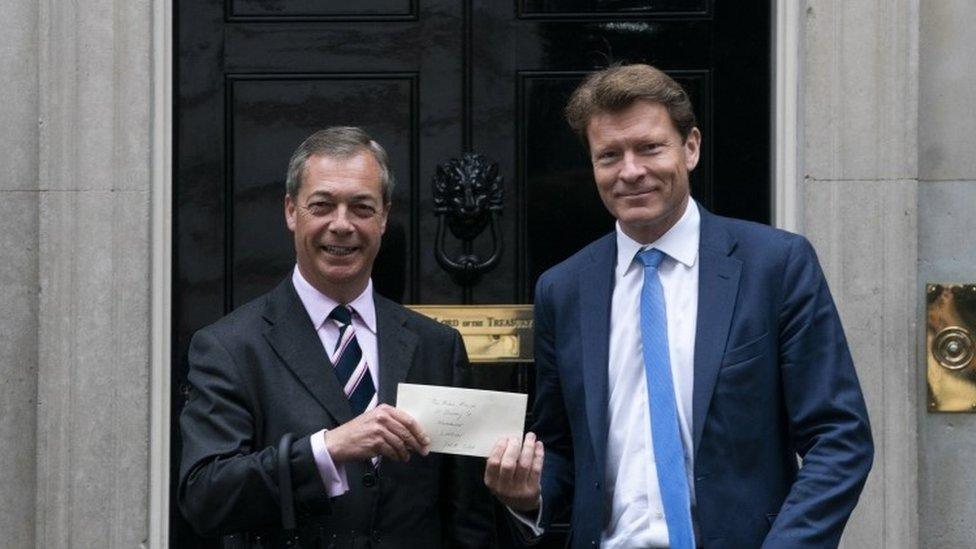 Nigel Farage and Richard Tice outside Downing Street