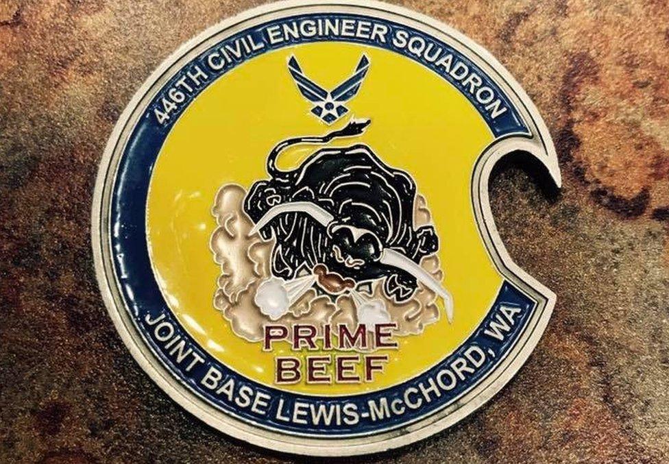 A souvenir coin from the Prime Beef and Red Horse units