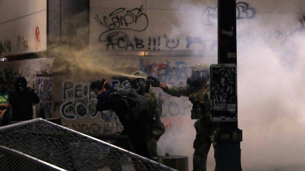 Federal law enforcement officers fire tear gas in Portland