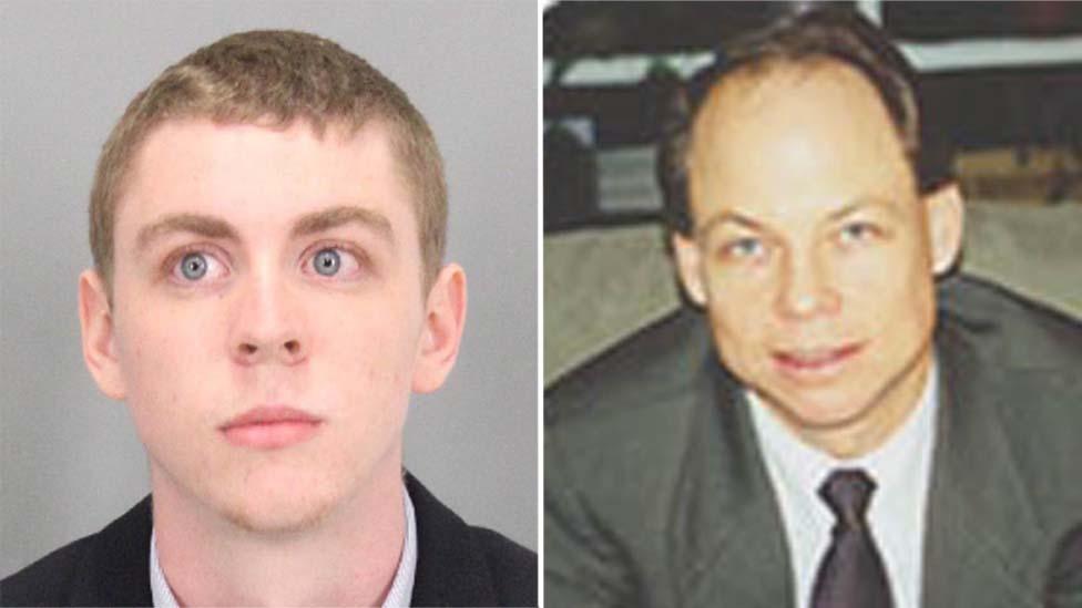 Brock Turner (left) was sentenced by Judge Aaron Persky (right)