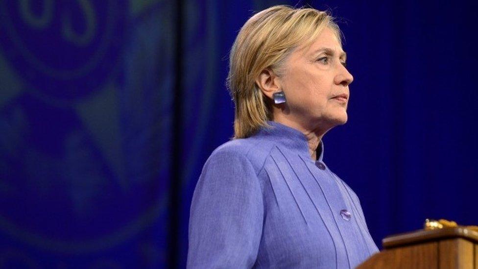 Democratic presidential nominee Hillary Clinton addresses the National Convention of the American Legion in Cincinnati, Ohio.