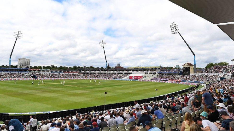 Spectators watch play on the first day of the second Test cricket match between England and New Zealand at Edgbaston Cricket Ground in Birmingham, central England on June 10, 2021.