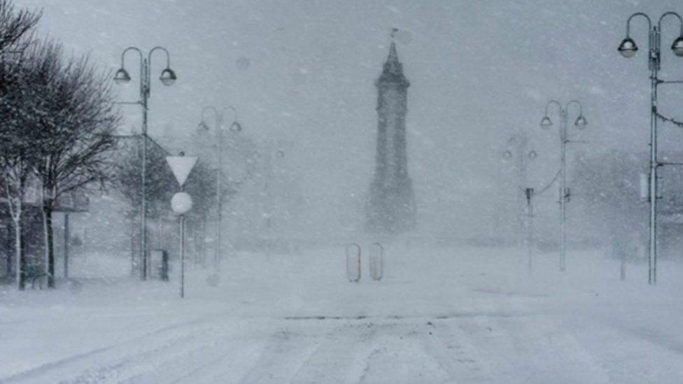 Snow in the centre of Skegness