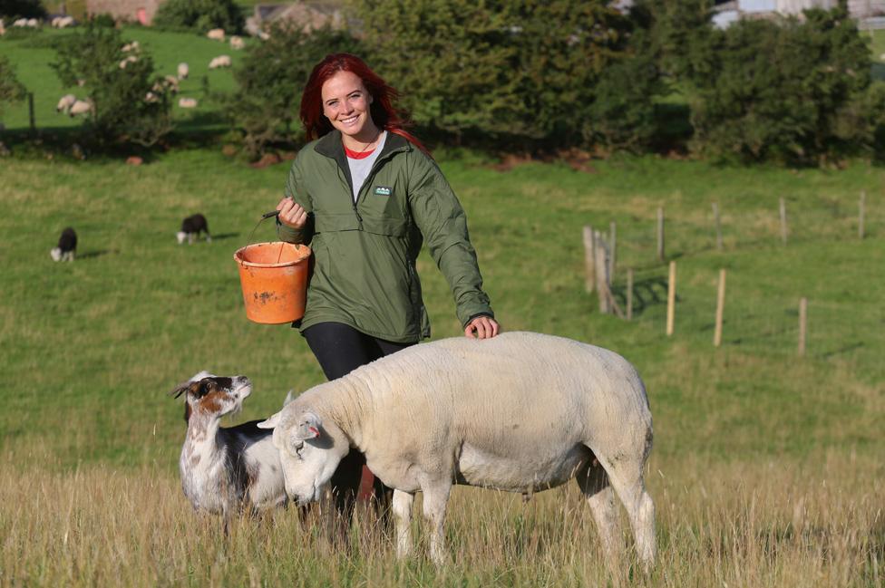 Hannah with one of her sheep