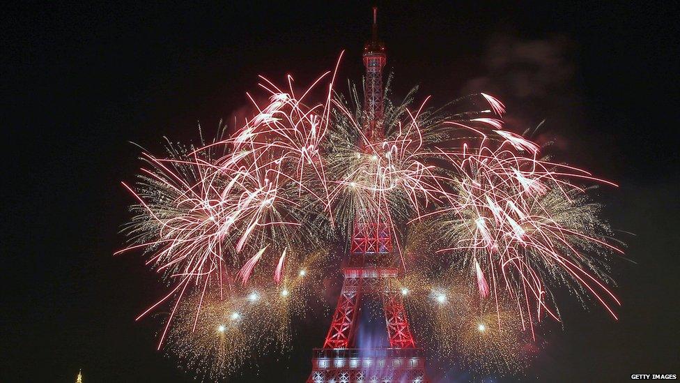 Bastille day celebrations on Eiffel Tower