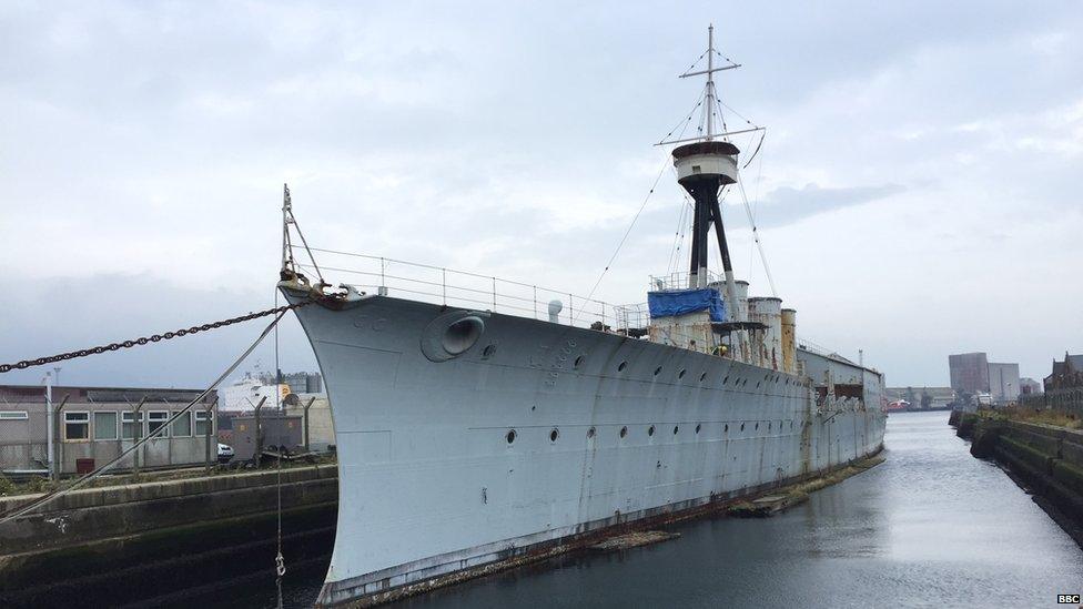 The HMS Caroline ship is undergoing restorations.