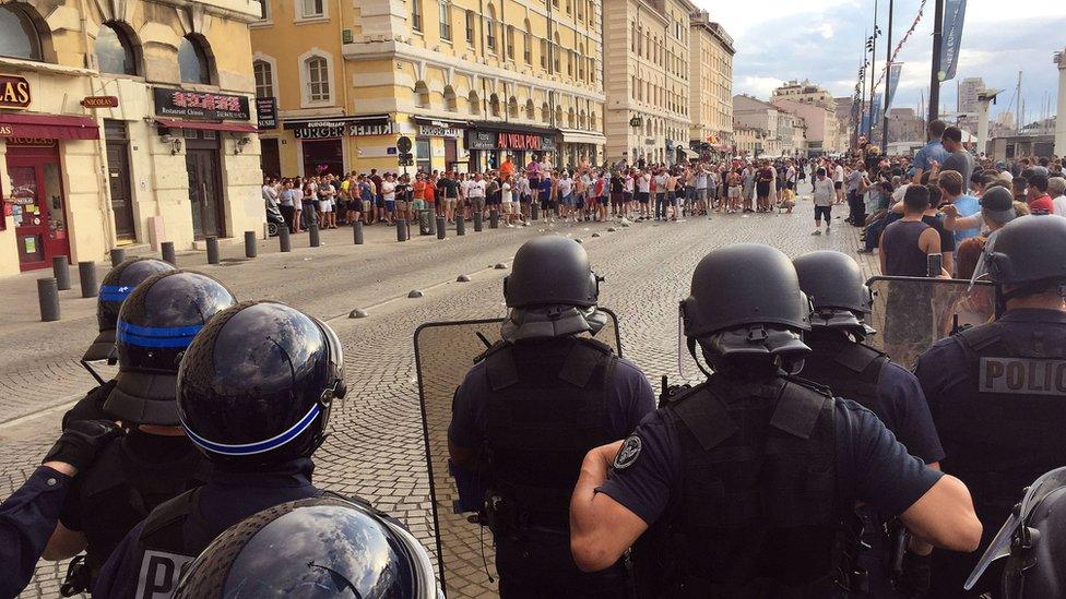 Police confront fans in Marseille