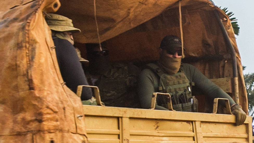 Russian troops seen in a military vehicle in the Central African Republic - January 2021