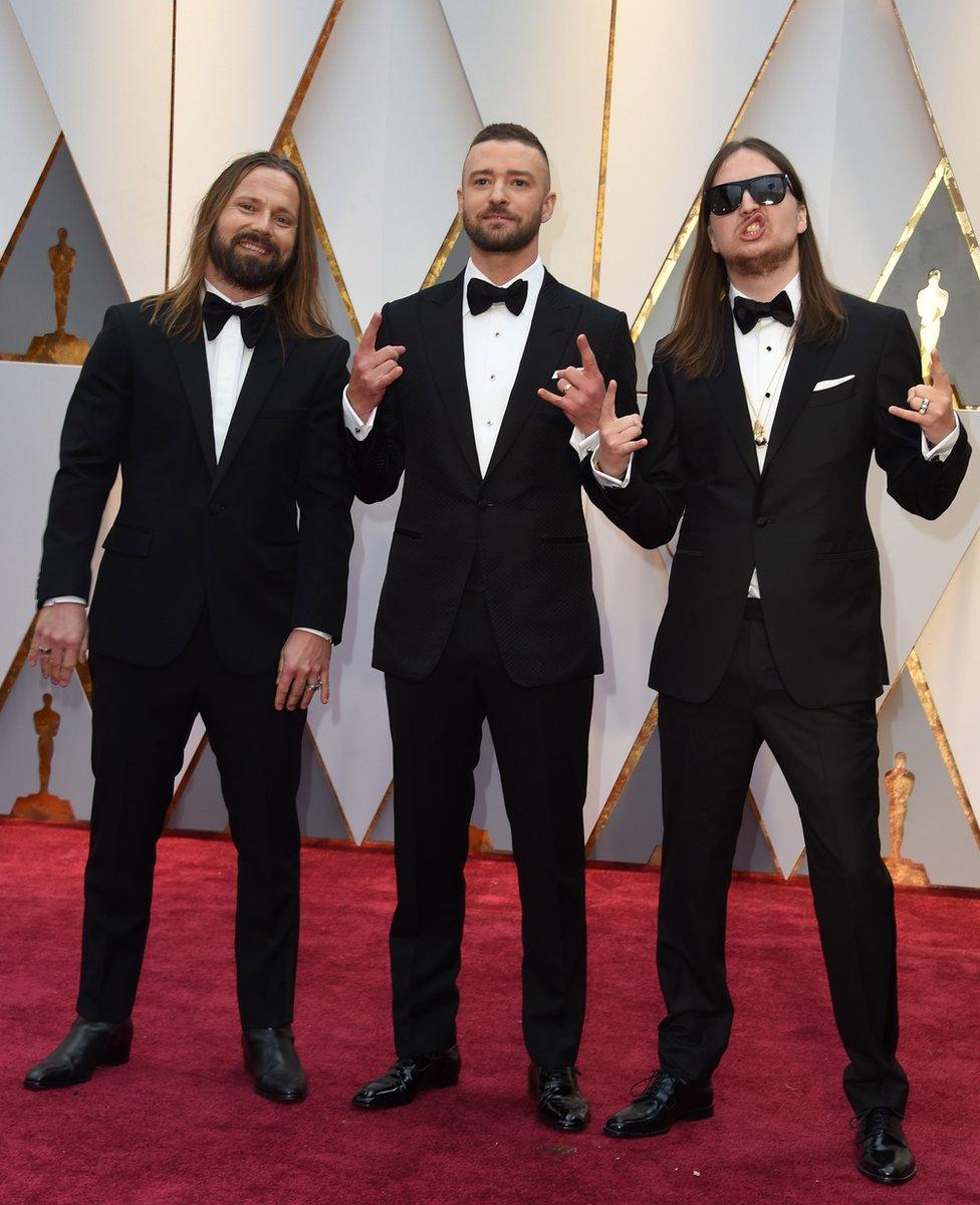 Max Martin (left). Justin Timberlake (centre) and Karl Johan Schuster